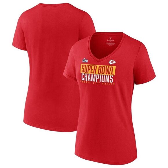 KANSAS CITY CHIEFS Fanatics Women’s Super Bowl LVII Champions Top M Red EUC  A4 - Picture 1 of 6